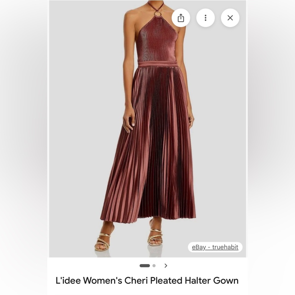 L'idee Cheri Pleated Halter Gown missing neck strap
